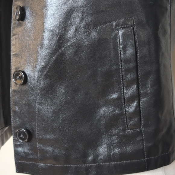 Vintage Y2K The Gap Women's Black Genuine Leather Jacket Size Medium - Picture 12 of 15